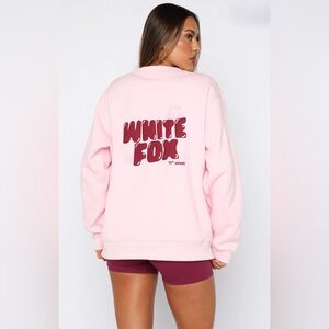 White Fox Boutique 11th Street Sweet Kisses Oversized Sweatshirt Pink Sugar